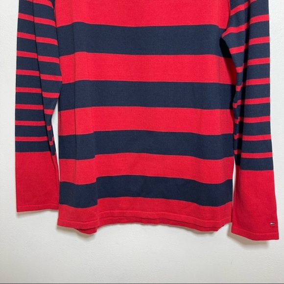 TOMMY HILFIGER Navy Red Stripe Mixed Print Sweater - Picture 9 of 12